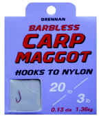 Drennan Carp Maggot Barbless Hooks to Nylon Drennan Carp Maggot Barbless Hooks to Nylon
